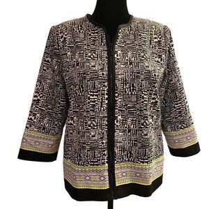 Alfred‎ Dunner Black and White Full Zip Jacket Size 12p